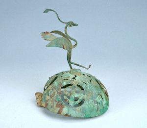 汉代 · 鸾凤铜熏炉盖（青海省博物馆）